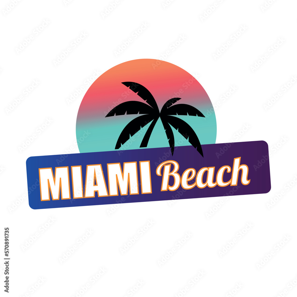 Miami Beach Palms at Sunset - Illustration