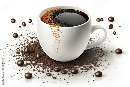 Isolated classic Coffee Mug, white background. 3D Illustration. Generative Ai