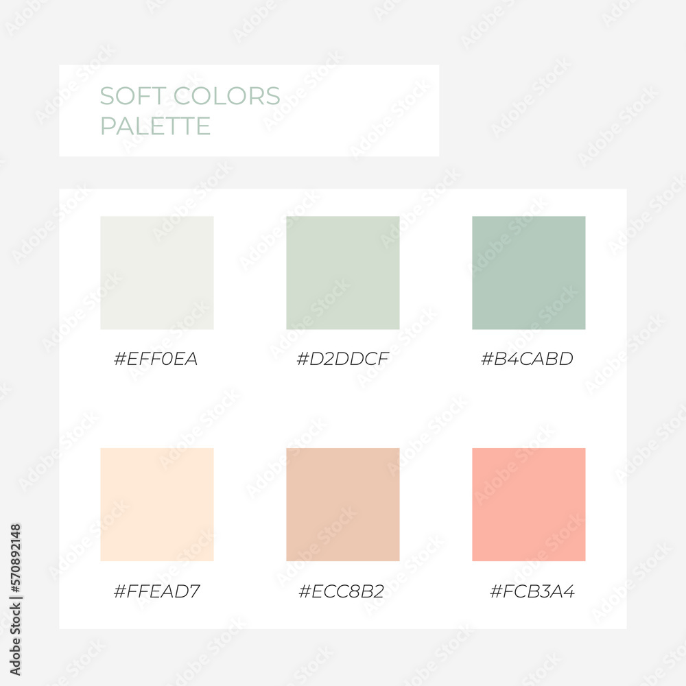 Nude pastel palette. Trendy pallete of color. Cozy color pallete. Swatch  summer candy shade tone with hex code. Nft pastel colors. Super trendy color  Stock-Vektorgrafik | Adobe Stock