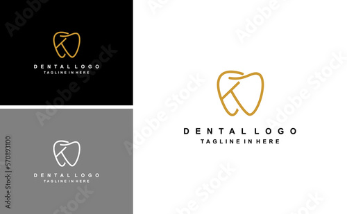 simple dental logo with letter K monogram vector template