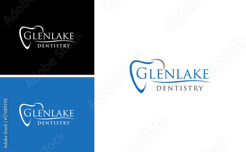 green lake dental logo tooth wave vector template