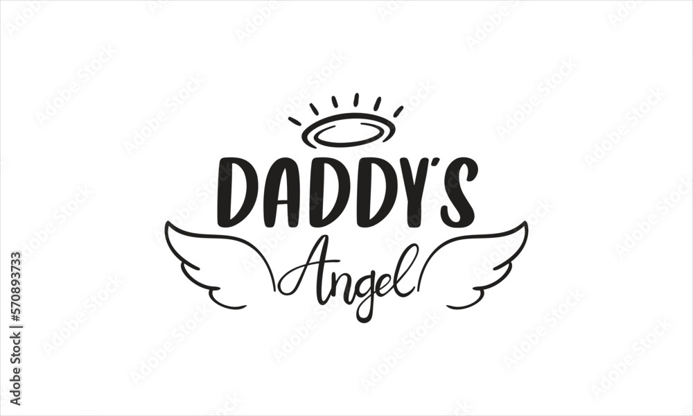 Vetor de Daddy’s angel - Baby T-shirt Design, Hand drawn vintage ...