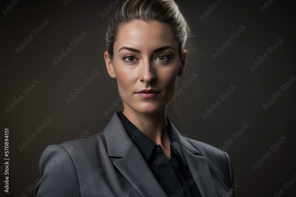 Portrait of a businesswoman wearing a suite of generative AI tools Portrait of a businesswoman wearing a suite of generative AI tools