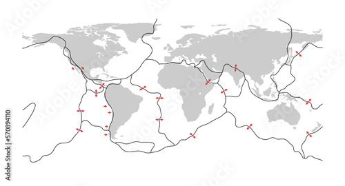 Tectonic Plate World Map Concept Design. Vector Illustartion. photo