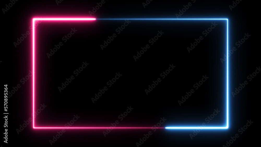 Abstract pink and blue neon glowing light , lasers and lines frame Abstract pink and blue neon glowing light , lasers and lines frame