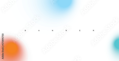 Vector Layout with Light Blue and Orange Gradient Circles on a White Backgound. Simple Geometric Minimalist Print with Blurry Dots ideal for Cover, Layout, Flayer, Banner, Blanks.