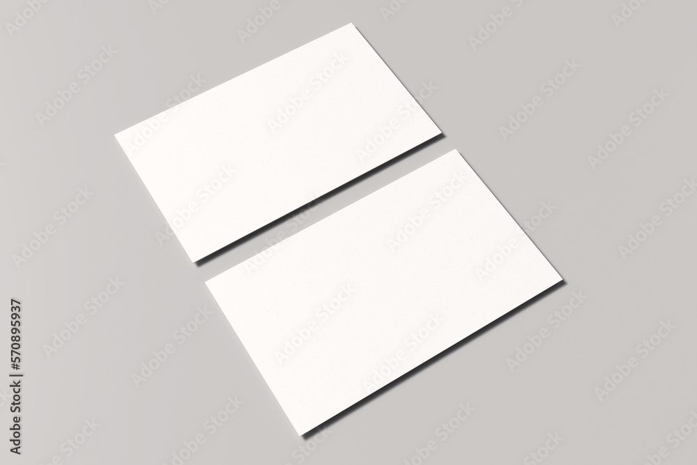 pair of textured business card mockup on a grey background. 3d illustration pair of textured business card mockup on a grey background. 3d illustration