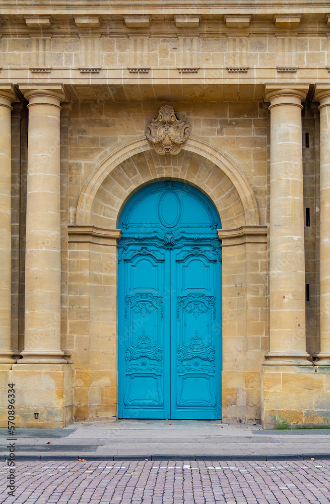 Blue ornamented door