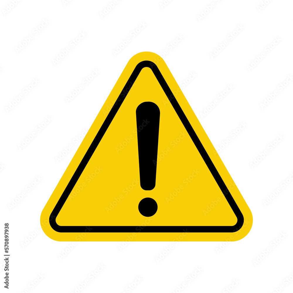 Warning and Caution. Exclamation mark icon isolated on yellow triangle. Warning and Caution. Exclamation mark icon isolated on yellow triangle.