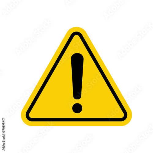 Warning and Caution. Exclamation mark icon isolated on yellow triangle.