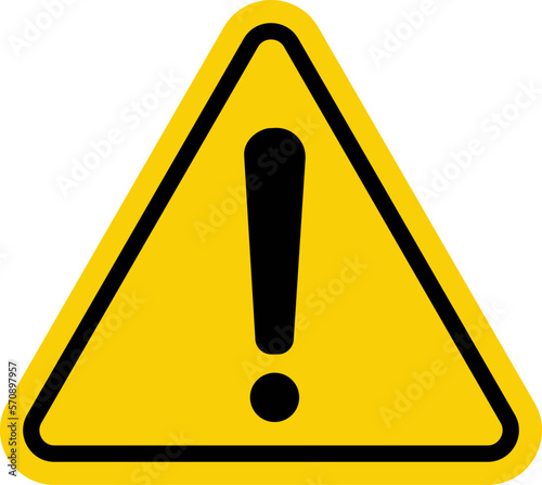 Warning and Caution. Exclamation mark icon isolated on yellow triangle.