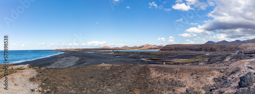 scenic volcanic beach and coastal landscape at Janubio salt mine in small village of Janubio near Playa Blanca, Lanzarote