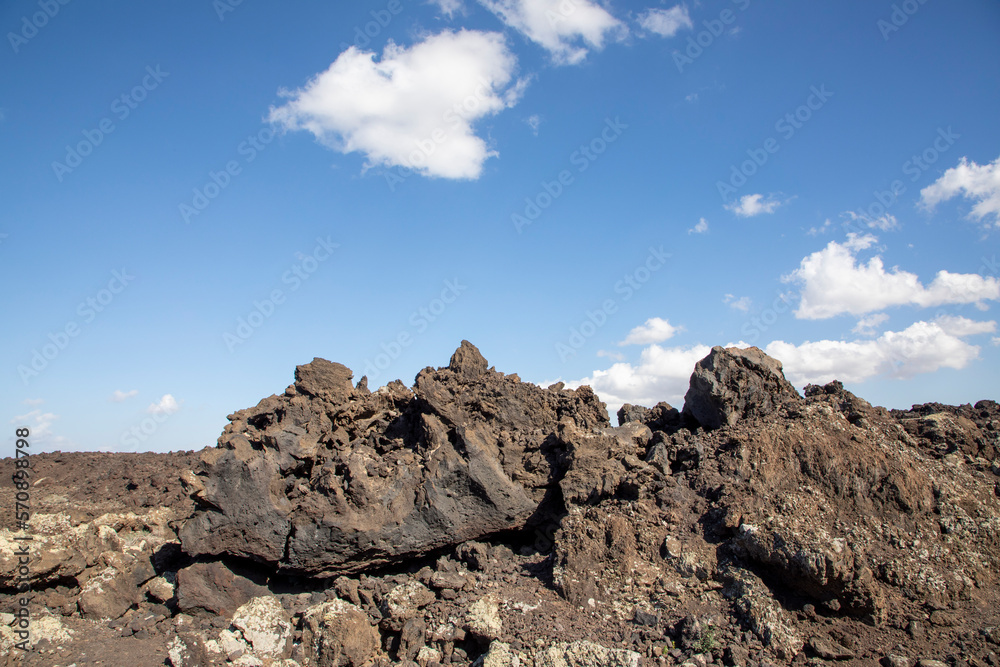 scenic volcanic landscape in Timanfaya national Park in Lanzarote