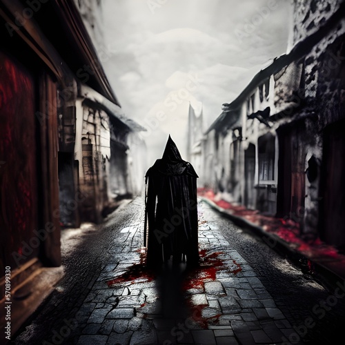 Vampire in an Urban surrounding night time, after dusk