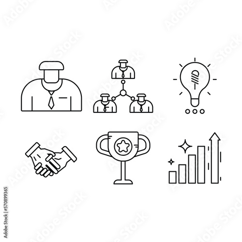 Business line icon set, thin line style. Isolated on white background.