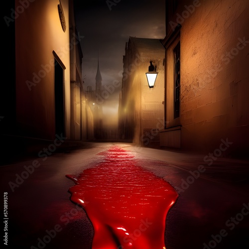 Vampire in an Urban surrounding night time, after dusk