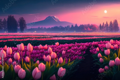 tulips in the morning created with Generative AI technology