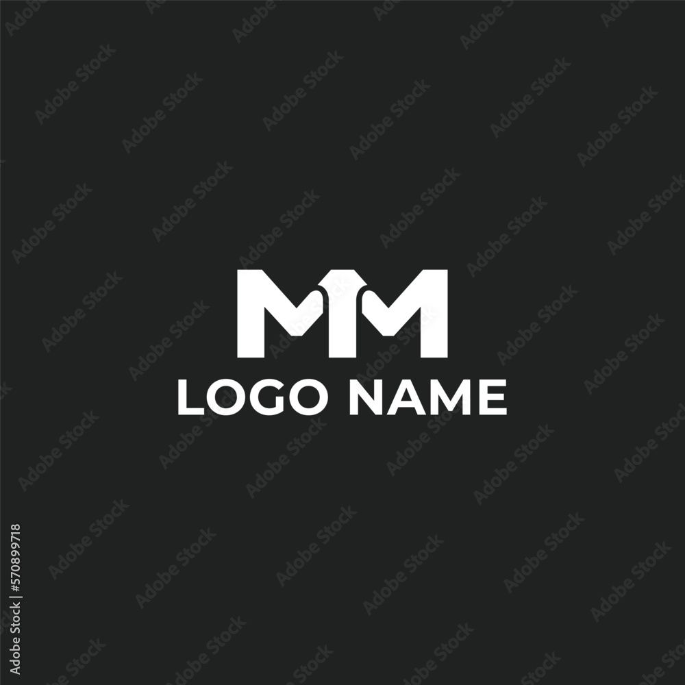 Vector minimalist monogram letter MM logo design template