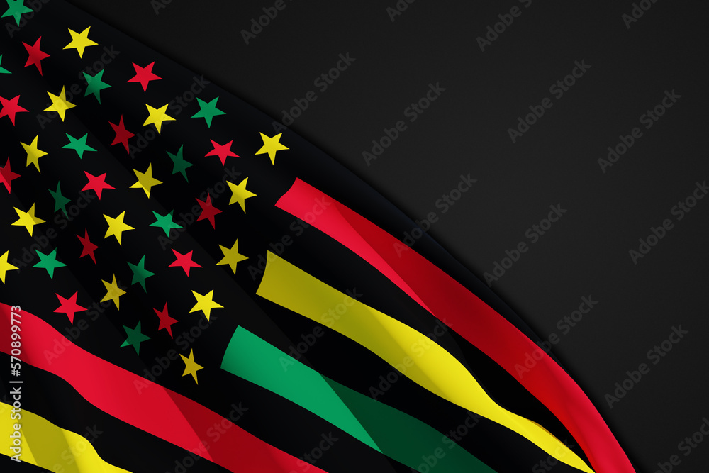 Juneteenth Flag background with space for text. Since 1865. Stock