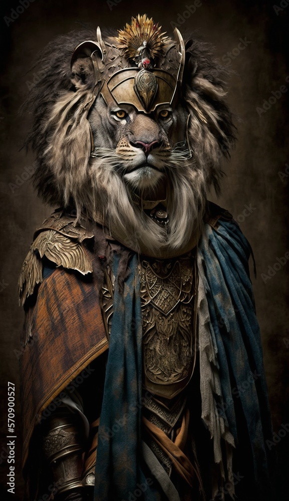 Portrait of a lion, Generative AI Portrait of a lion, Generative AI