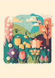 spring postcard concept, made by ai