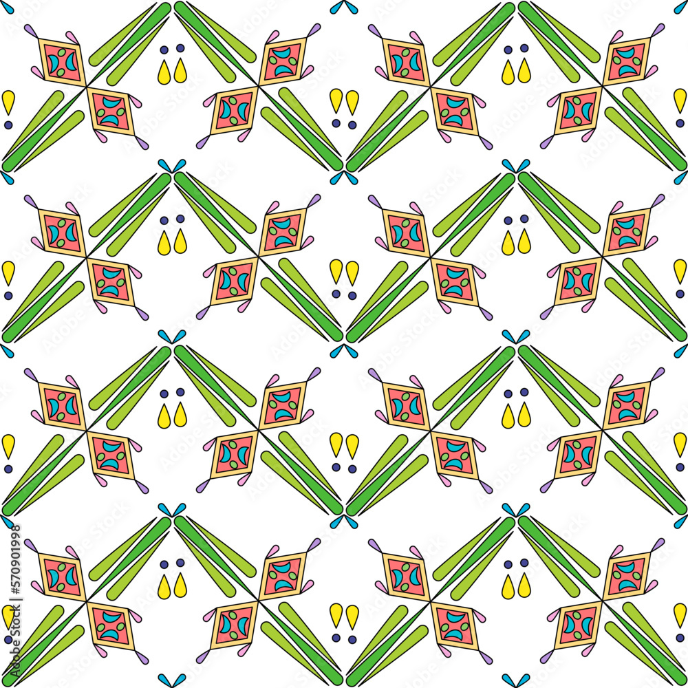 abstract sweet seamless triangle pattern green tear drop mix beauty daimond square on white background