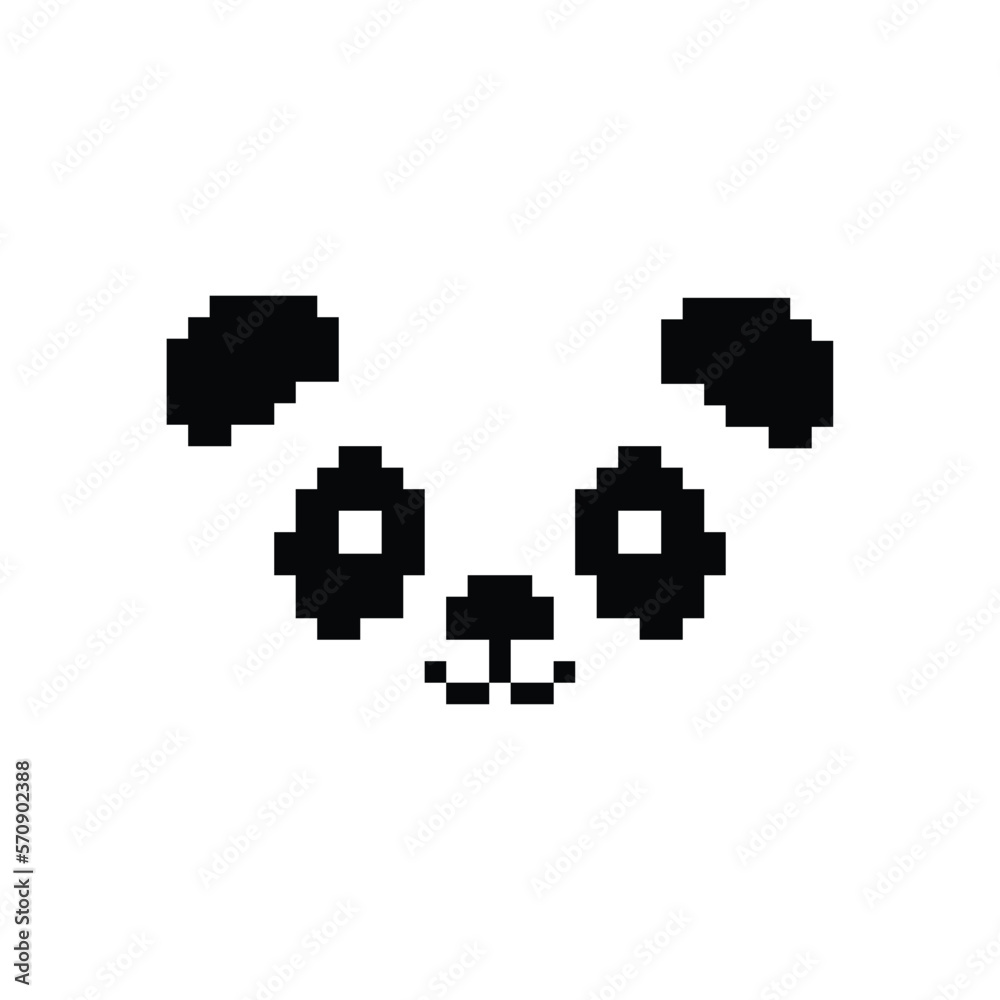  panda  icon 8 bit, pixel art icon  for game  logo. 