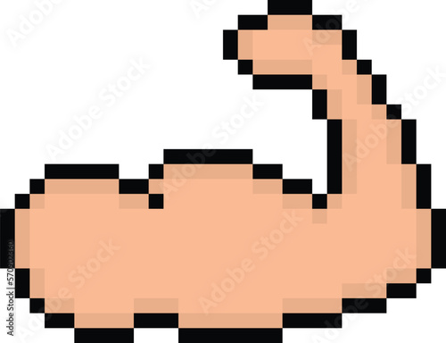  biceps icon 8 bit, pixel art sport symbol icon   for game  logo. 