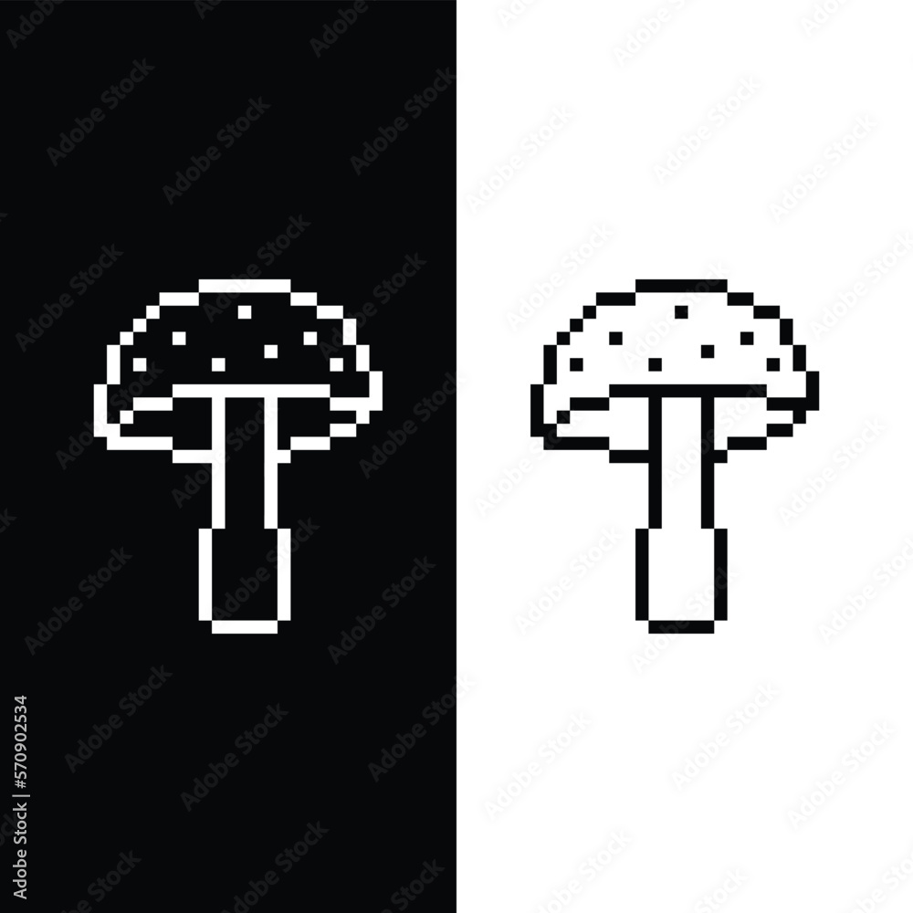 pixel amanita vector mushroom pixel art icon element for 8 bit game ...