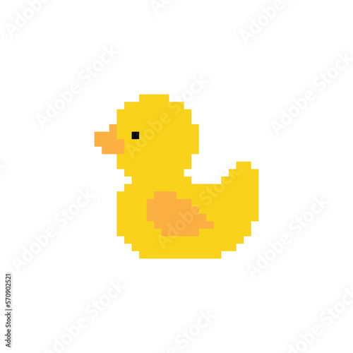 duck  icon 8 bit, pixel art icon  for game  logo. 