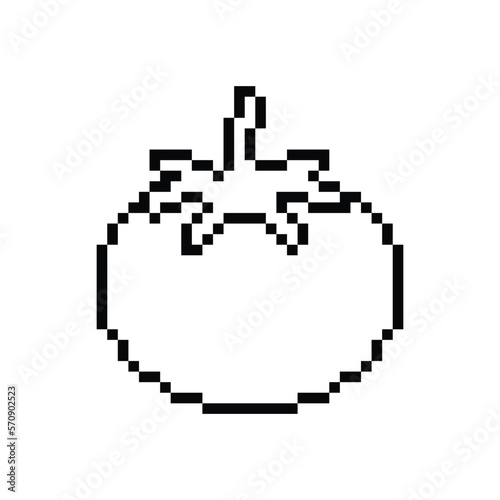 tomato  icon 8 bit, pixel art icon  for game  logo. 