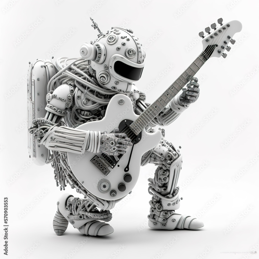 Robot playing the guitar. ia generate Robot playing the guitar. ia generate