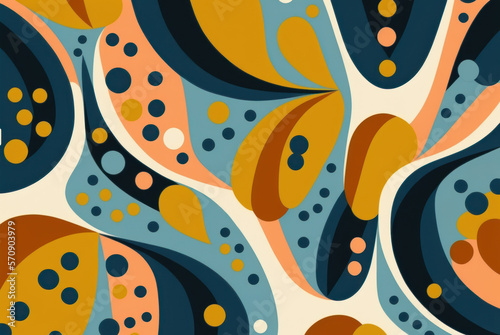 Fondo 2d abstracto círculos, colores pastel, estilo 60s, creado con IA generativa