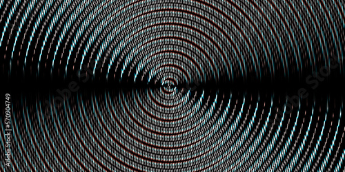 Blue red black fresnel lens pattern. Spotlight glass art texture. Projector lens background creative. Searchlight striped circles screen optical. Lamp flare glow. photo