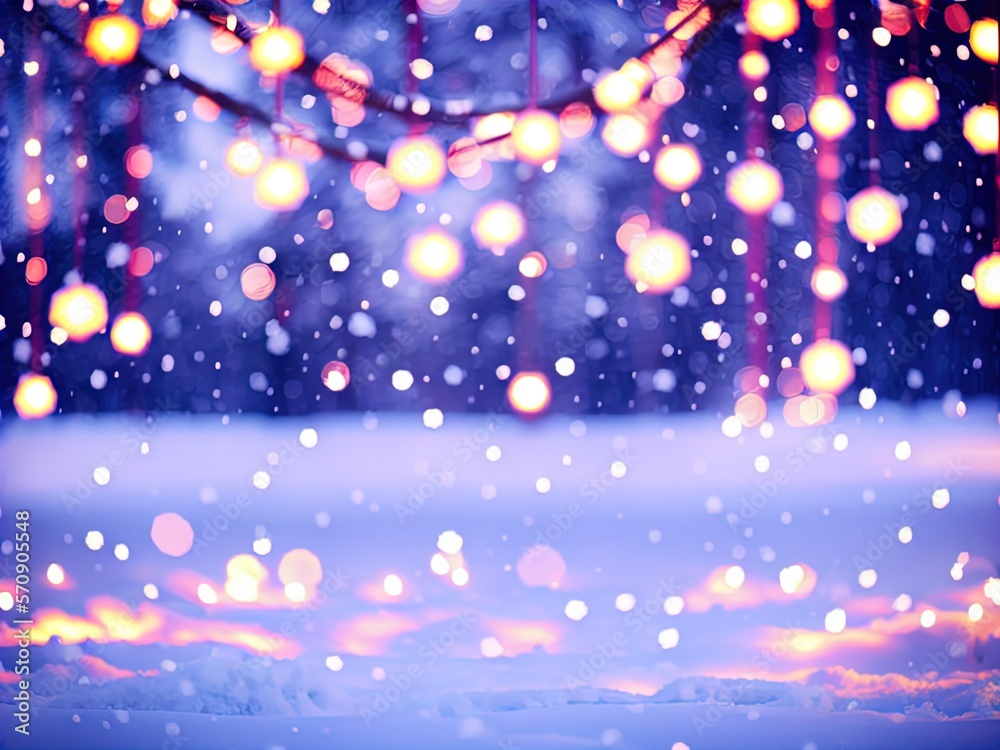 Naklejka premium Winter background with snowflakes and bokeh. Perfect for cards, posters and more. 