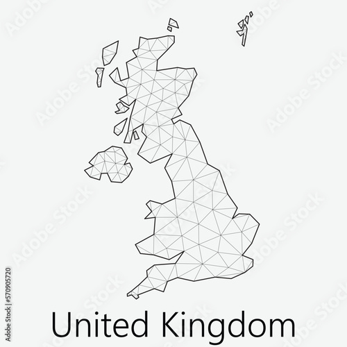 Vector low polygonal United Kingdom map.