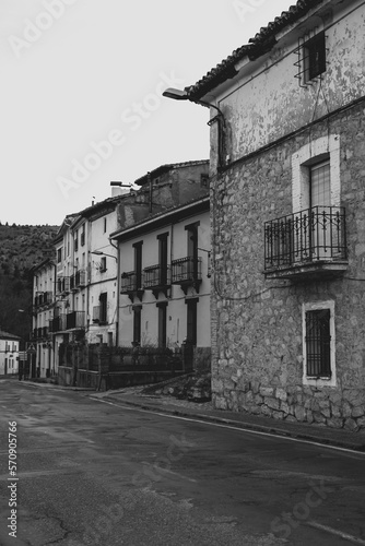 town Español, Albarracin black and white photo