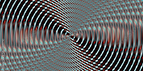 Red blue black searchlight striped circles screen optical. Lamp flare glow. Fresnel lens pattern. Spotlight glass art texture. Projector lens background creative. photo