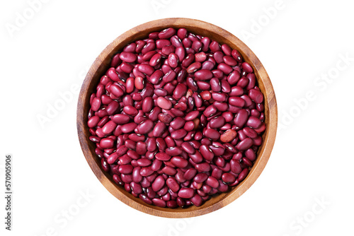 bowl of dry red beans isolated on transparent background, top view photo