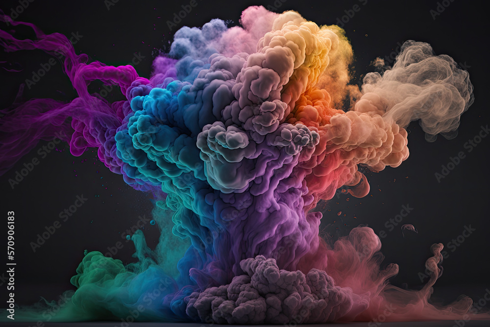Fototapeta premium Multicolor smoke explosion. Generative AI