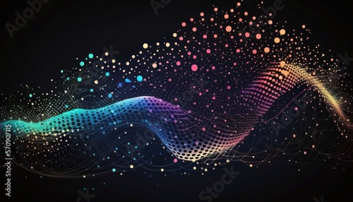 Abstract dot point connect with gradient line and aesthetic Intricate wave line design, generative ai