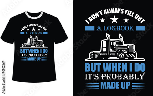 Trucker T-shirt Design, Colors can be easily changed on a dark T-shirt or a white T-shirt photo