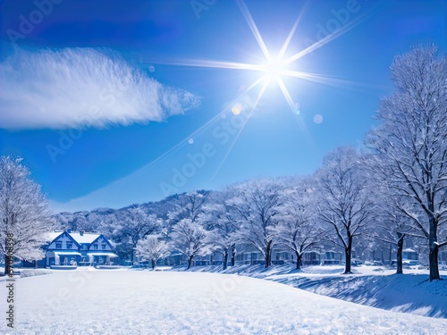 Winter background with snow covered trees. Perfect for cards, posters and more. 