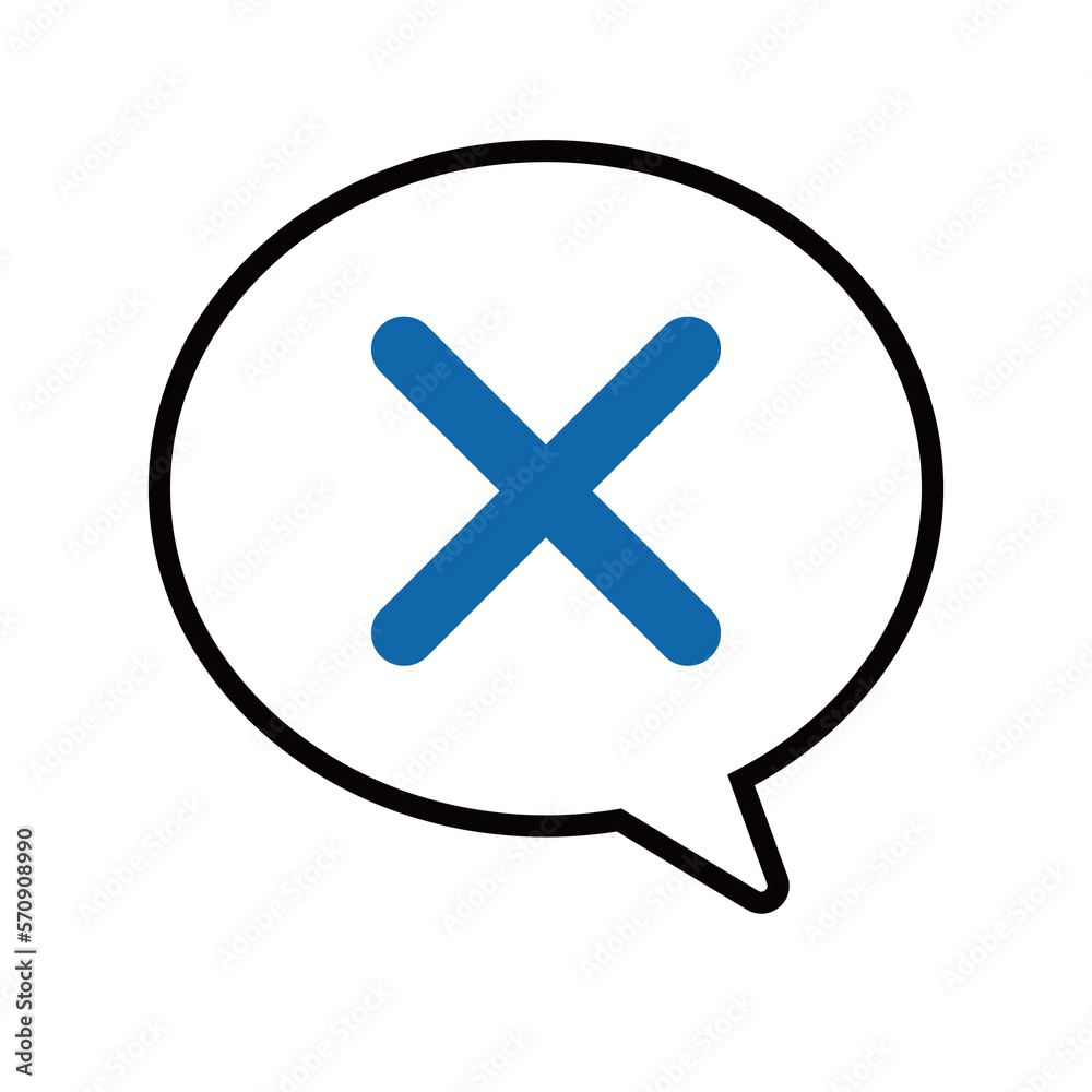 Obraz premium バツの吹き出しアイコン 青