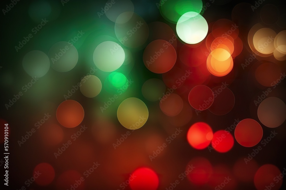 Green and red bokeh on a dark background created with Generative AI technology Green and red bokeh on a dark background created with Generative AI technology