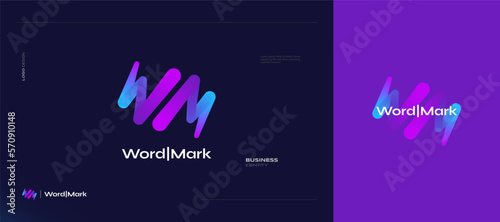 Abstract W and M Initial Logo Design with Colorful Blend Style. WM Initial Logo for Business and Technology Brand Identity