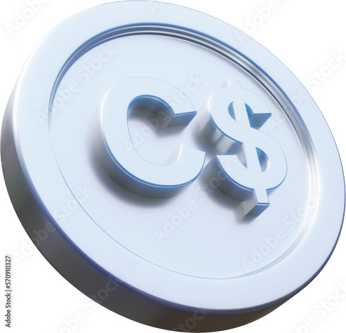 Silver Canadian dollar coin 3d render illustration