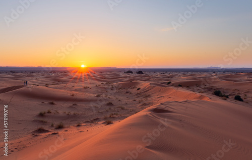 The golden sand dunes of Erg Chebbi near Merzouga in Morocco  Sahara  Africa