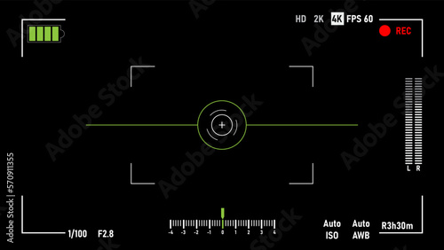 Viewfinder camera recording on black background