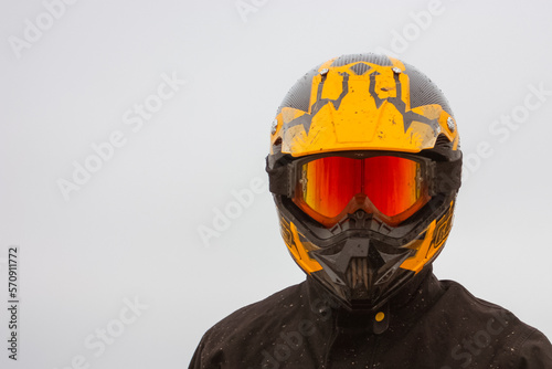 athlete in a protective helmet and goggles